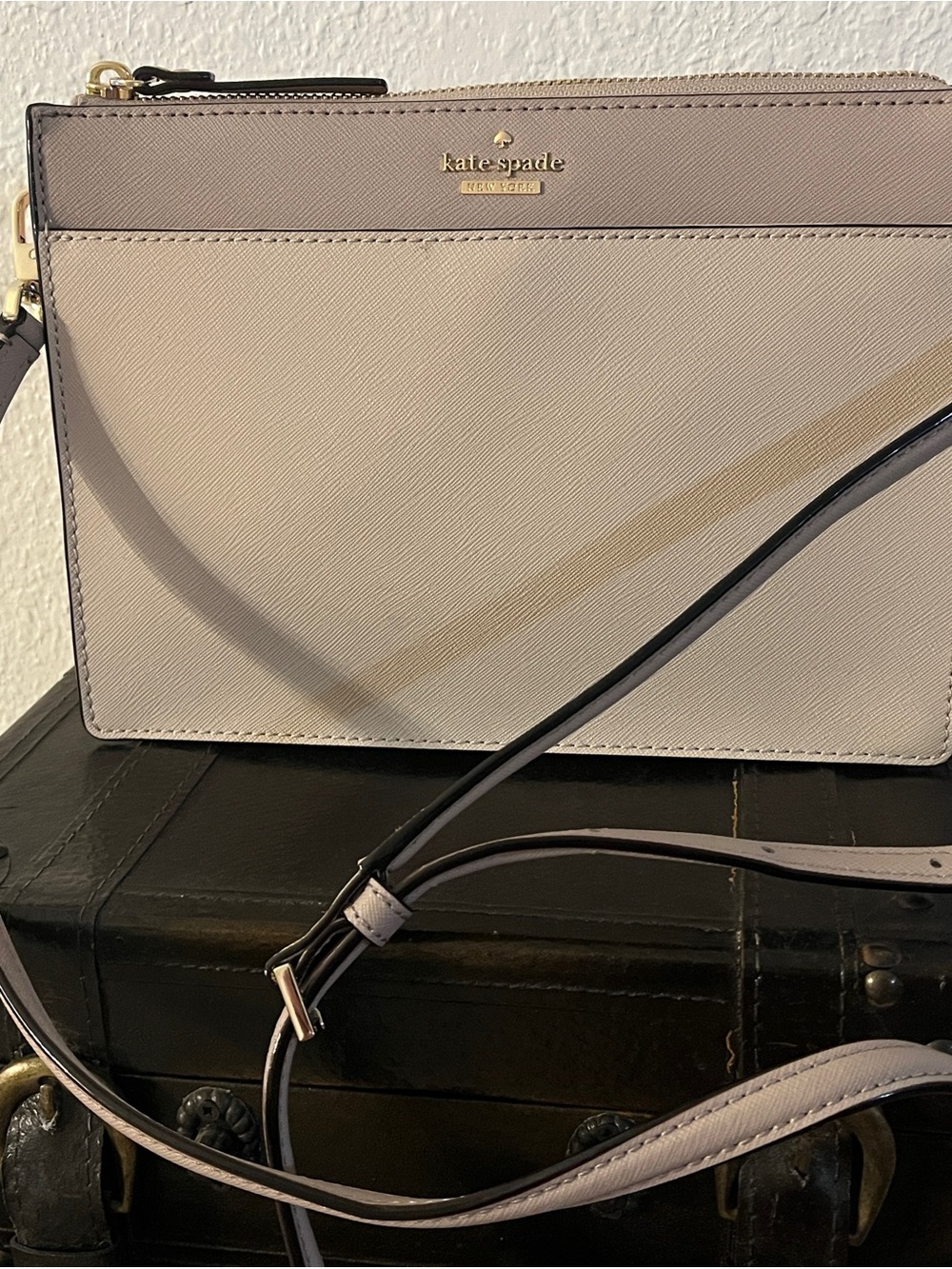 kate spade cream saffiano crossbody with gold hardware